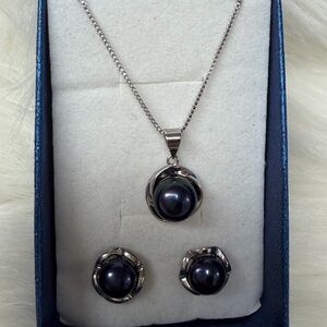 Elegant Silver and Black Jewelry Set